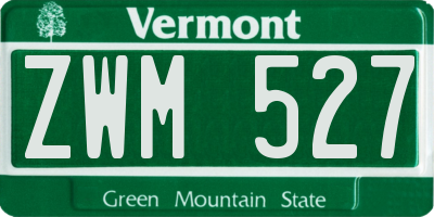 VT license plate ZWM527