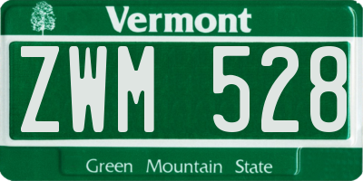 VT license plate ZWM528