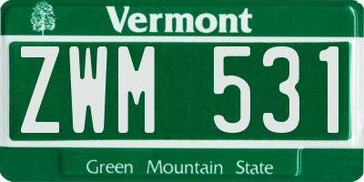 VT license plate ZWM531