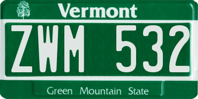 VT license plate ZWM532
