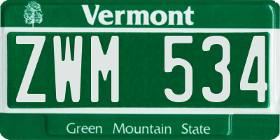 VT license plate ZWM534