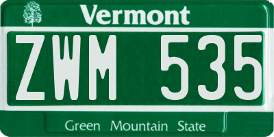 VT license plate ZWM535