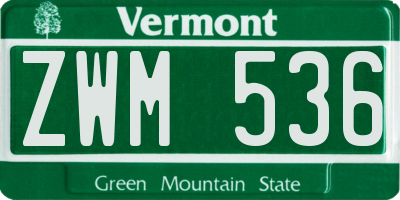 VT license plate ZWM536