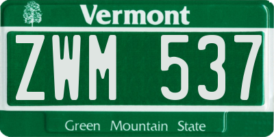 VT license plate ZWM537