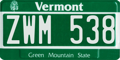 VT license plate ZWM538