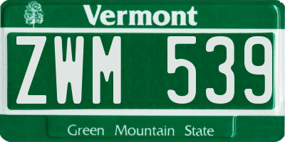 VT license plate ZWM539