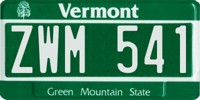 VT license plate ZWM541