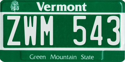 VT license plate ZWM543