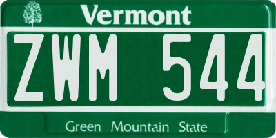 VT license plate ZWM544