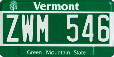 VT license plate ZWM546