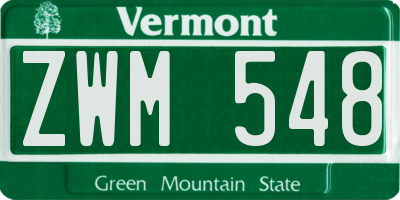 VT license plate ZWM548