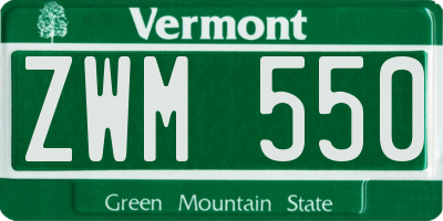 VT license plate ZWM550