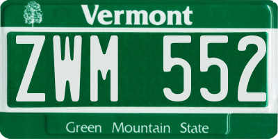 VT license plate ZWM552