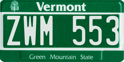 VT license plate ZWM553