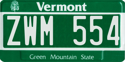 VT license plate ZWM554