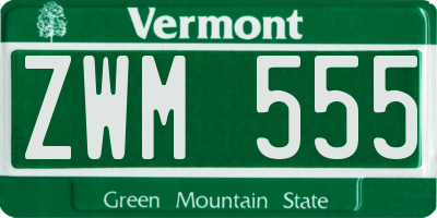 VT license plate ZWM555