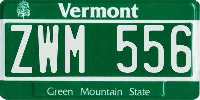 VT license plate ZWM556