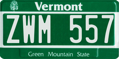 VT license plate ZWM557