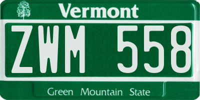 VT license plate ZWM558