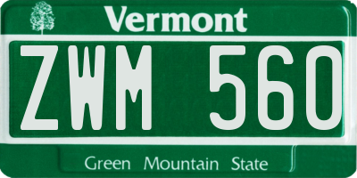 VT license plate ZWM560