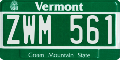 VT license plate ZWM561