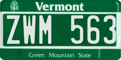 VT license plate ZWM563