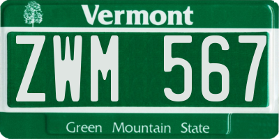 VT license plate ZWM567