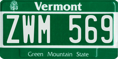 VT license plate ZWM569