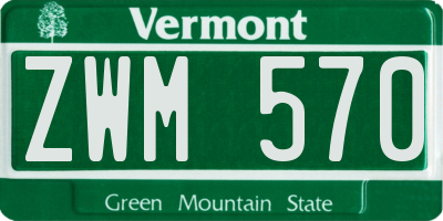 VT license plate ZWM570