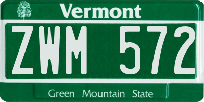 VT license plate ZWM572