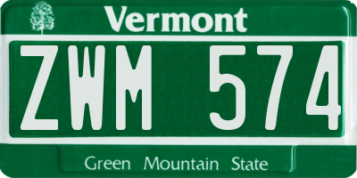 VT license plate ZWM574