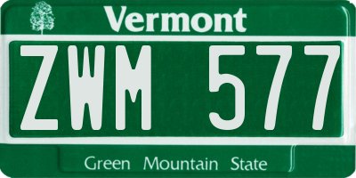 VT license plate ZWM577