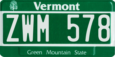 VT license plate ZWM578