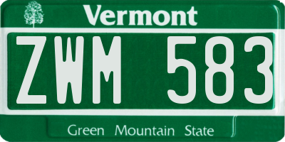 VT license plate ZWM583