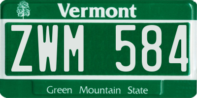 VT license plate ZWM584