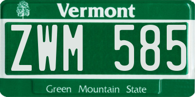 VT license plate ZWM585