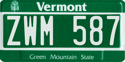 VT license plate ZWM587