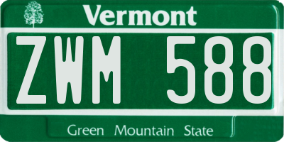 VT license plate ZWM588