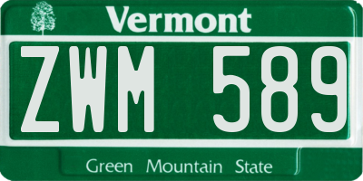 VT license plate ZWM589