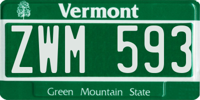 VT license plate ZWM593