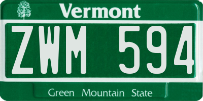 VT license plate ZWM594