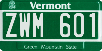 VT license plate ZWM601