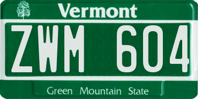 VT license plate ZWM604