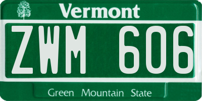 VT license plate ZWM606