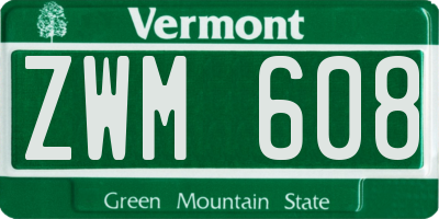 VT license plate ZWM608