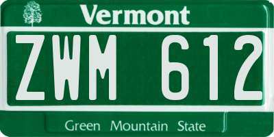 VT license plate ZWM612