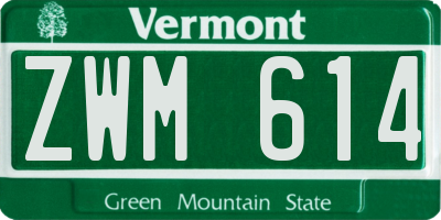 VT license plate ZWM614