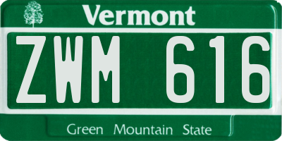 VT license plate ZWM616