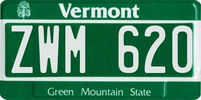 VT license plate ZWM620