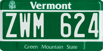 VT license plate ZWM624